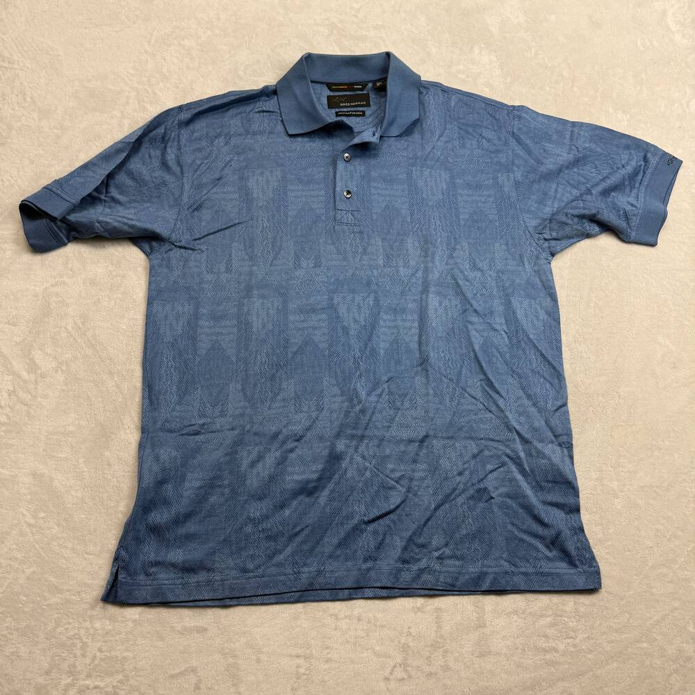 Greg Norman Men's Polo Shirt Blue Size M Mercerized 2-Ply Cotton Golf